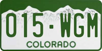 CO license plate 015WGM