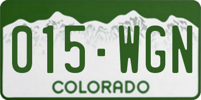 CO license plate 015WGN