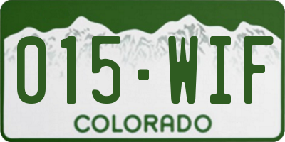 CO license plate 015WIF