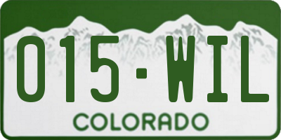CO license plate 015WIL