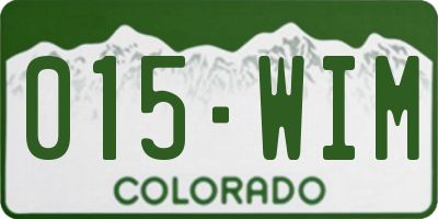 CO license plate 015WIM