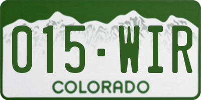 CO license plate 015WIR