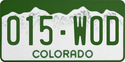 CO license plate 015WOD