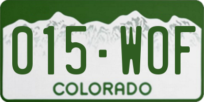CO license plate 015WOF