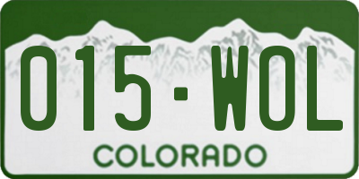 CO license plate 015WOL