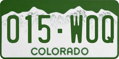 CO license plate 015WOQ