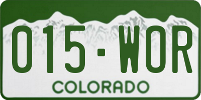 CO license plate 015WOR