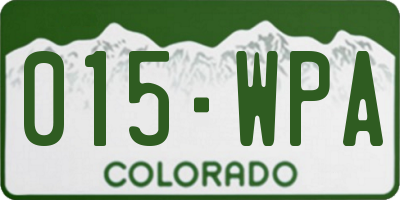 CO license plate 015WPA
