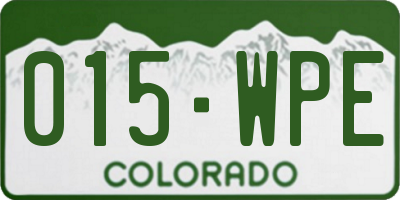 CO license plate 015WPE