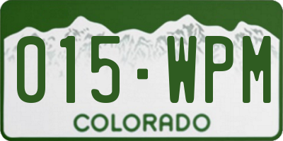 CO license plate 015WPM