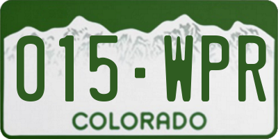 CO license plate 015WPR