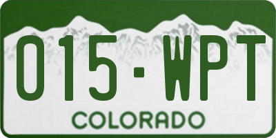 CO license plate 015WPT