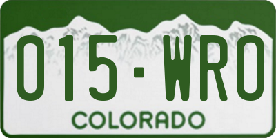 CO license plate 015WRO