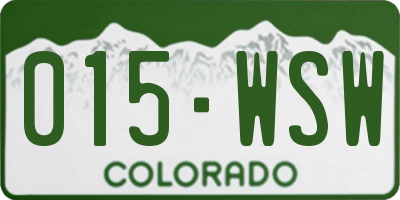 CO license plate 015WSW