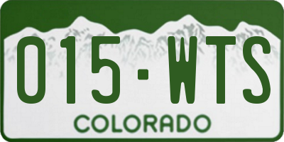 CO license plate 015WTS