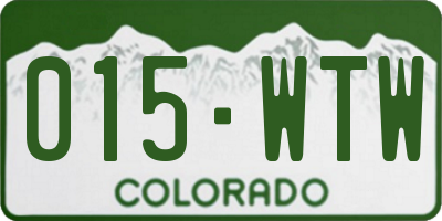 CO license plate 015WTW