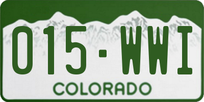 CO license plate 015WWI