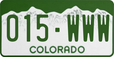 CO license plate 015WWW