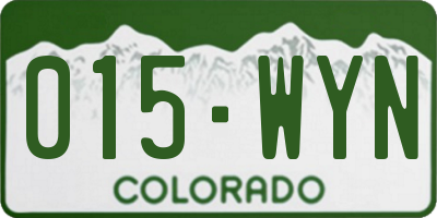 CO license plate 015WYN
