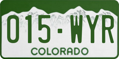 CO license plate 015WYR