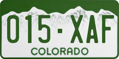 CO license plate 015XAF