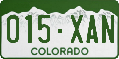 CO license plate 015XAN