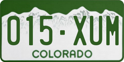 CO license plate 015XUM