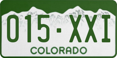 CO license plate 015XXI