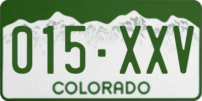CO license plate 015XXV