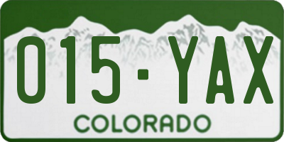 CO license plate 015YAX