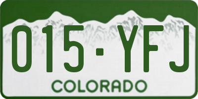 CO license plate 015YFJ