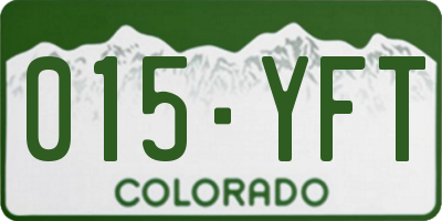 CO license plate 015YFT