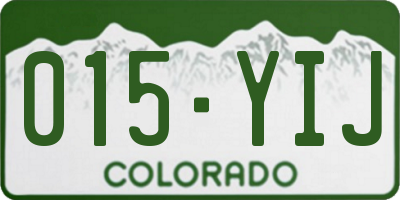 CO license plate 015YIJ