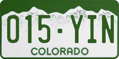 CO license plate 015YIN