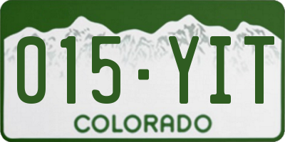 CO license plate 015YIT