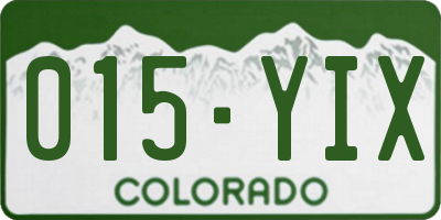 CO license plate 015YIX