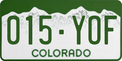CO license plate 015YOF