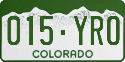 CO license plate 015YRO