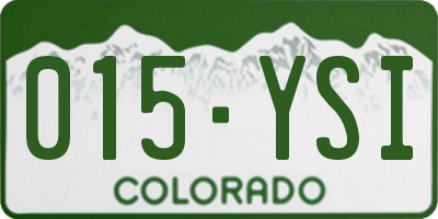 CO license plate 015YSI