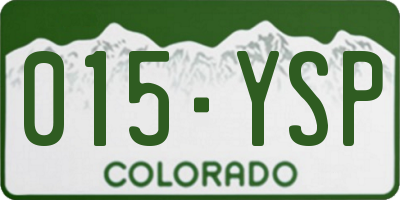 CO license plate 015YSP