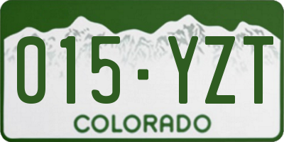 CO license plate 015YZT