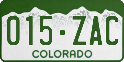 CO license plate 015ZAC