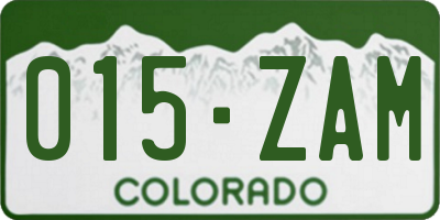 CO license plate 015ZAM