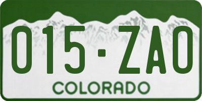 CO license plate 015ZAO