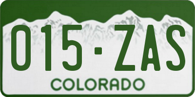 CO license plate 015ZAS