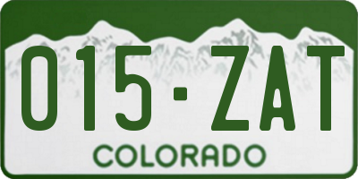 CO license plate 015ZAT