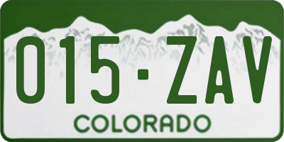 CO license plate 015ZAV