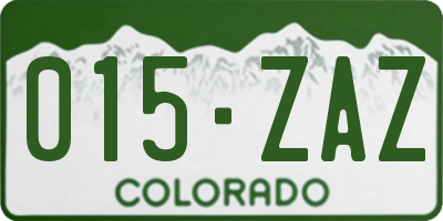 CO license plate 015ZAZ