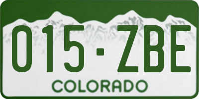CO license plate 015ZBE