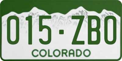 CO license plate 015ZBO